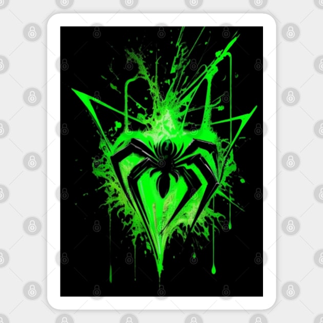 Green Neon Arachnophobia Magnet by  Colorful&Goldie